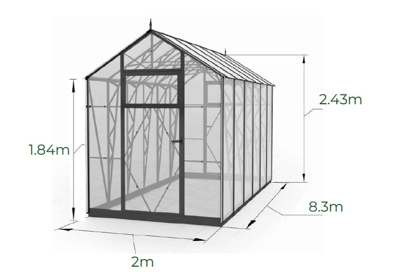 Växthus EcoSlider Lux 2,0 - 16,6 m² - svart stål - bild 3