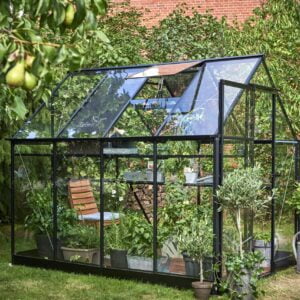 Växthus Halls Qube 68 Svart 5,1 m² Härdat Glas