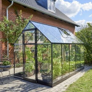 Växthus Halls Qube 610 Svart 6,4 m² Härdat Glas