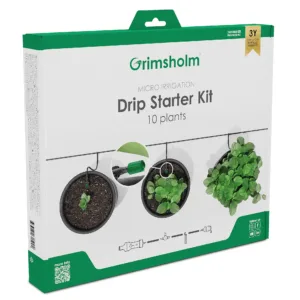 Grimsholm droppbevattning startkit för 10 krukväxter – mikrobevattningskit med slang, justerbara droppmunstycken och T-kopplingar