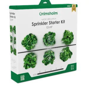 Grimsholm droppbevattning startkit sprinkler för 10 m² – mikrobevattningskit med slang, sprinklermunstycken och kopplingar