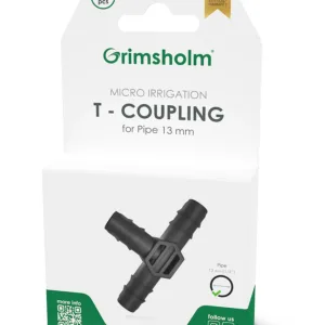 Grimsholm T-koppling 13 mm (1/2") för mikrobevattningsrör – 2-pack