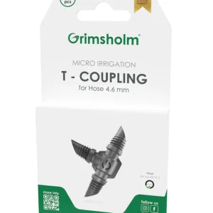 Grimsholm T-koppling 4,6 mm (3/16") för mikrobevattningsslang – 10-pack